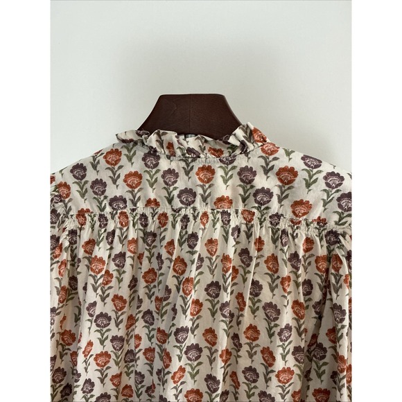 Sundance Womens Boxy 3/4 Sleeve Cotton Top Ivory Multi Floral‎ Sz Large - Picture 8 of 12